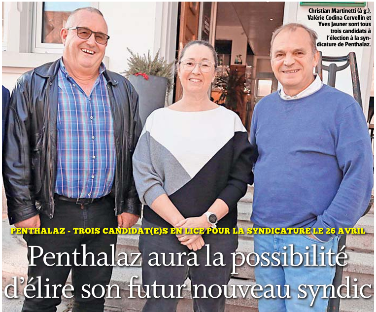 Penthalaz – Trois candidat(e)s en lice pour la syndicature le 26 avril